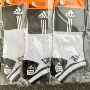 Adidas Men's White and Black Sport Socks